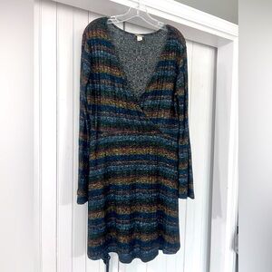 Women’s sweater wrap style dress.